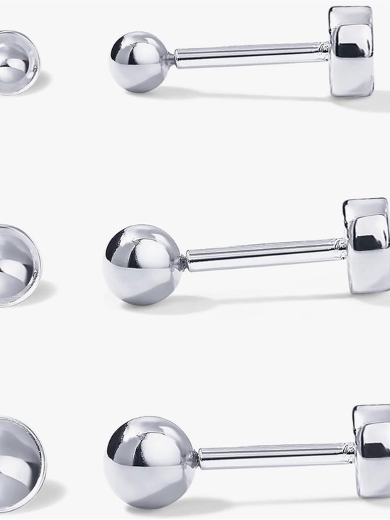 Pavoi Jewelry - PAVOI Silver Ball Stud screw back Earrings - set of 3 sizes
